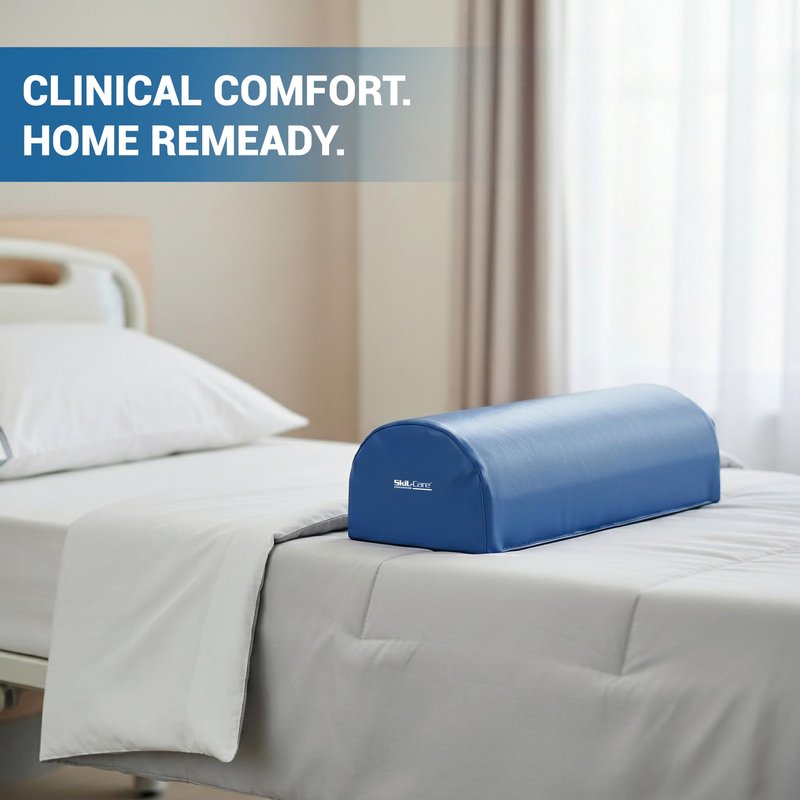 Skil-Care Knee Elevator Posture Pillow, Large Half Round 26 in x 8 in x 7 in Foam Bolster, Knee Cushion for Leg Elevation and Lower Back Support, Wipe-Clean Vinyl Cover, 555046