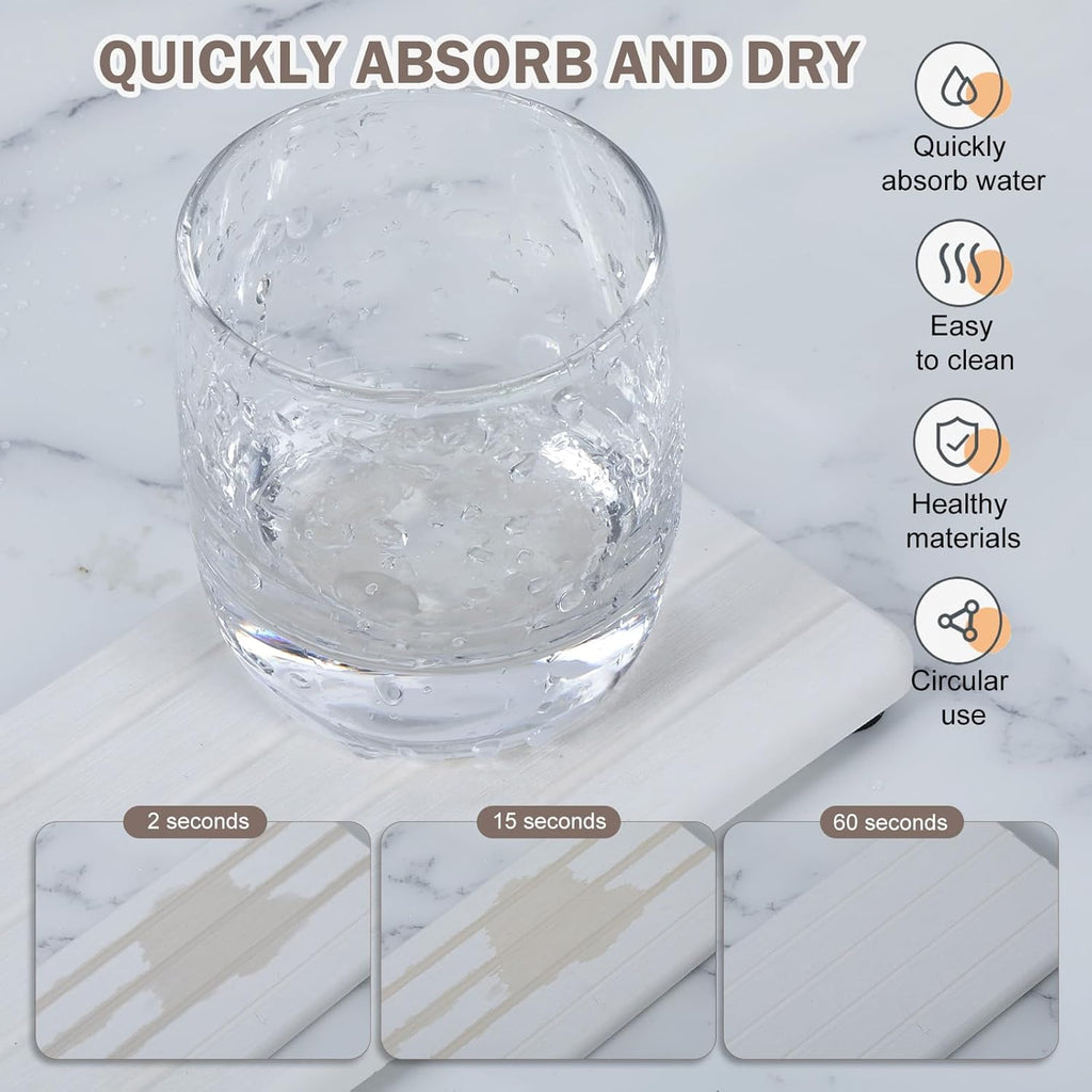Skiennix Stone Drying Tray - Fast Drying Diatomite Soap Coasters for Bathroom & Kitchen | 4PCS Set