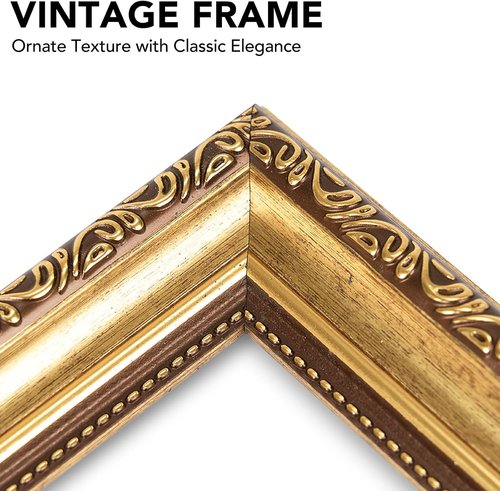JCJMY Vintage Picture Frame - Elegant 5x7 Photo Frame with 4x6 Mat | Shatter-Resistant Plexiglass, Gold