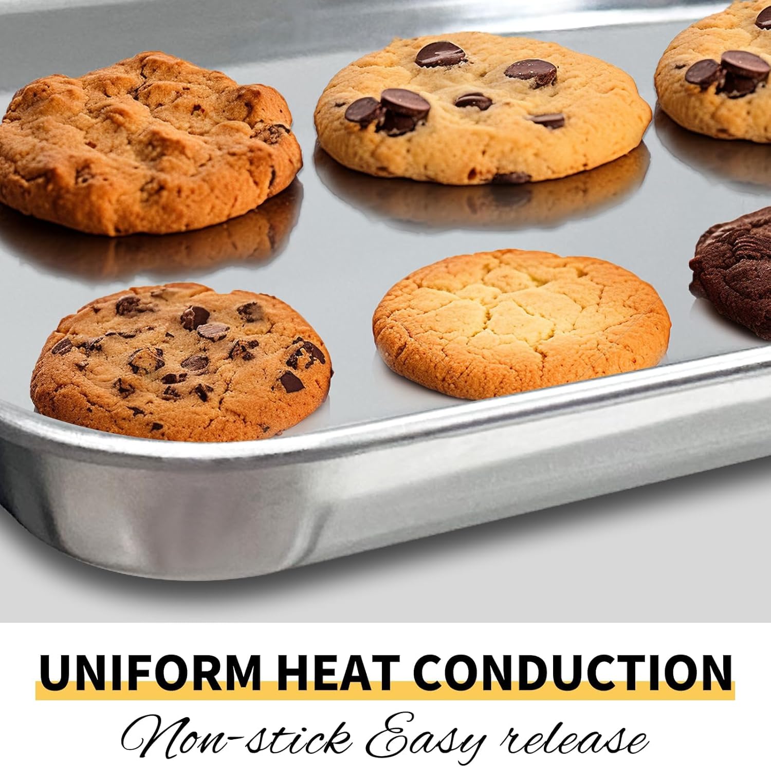 Skiennix Baking Sheet Set - Heavy Duty Stainless Steel Cookie Pans | Non-Toxic, Easy Clean, 5 Sizes (9-18 Inch)
