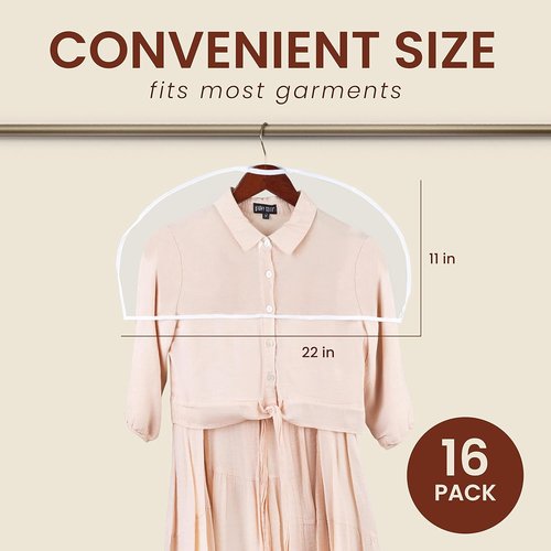 Handy Laundry Clear Vinyl Shoulder Covers - 16 Garment Protectors for Dust-Free Storage & Protection