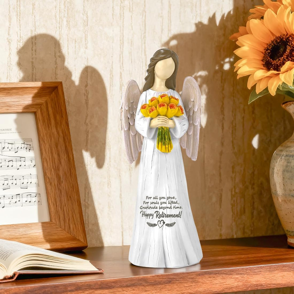 Sentimental Retirement Gifts for Women | Hand-Painted Angel Figurine - Perfect Gift for Teachers, Nurses & Friends - 7”