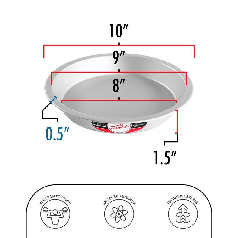 Fat Daddio's PIE-10 Anodized Aluminum Pie Pan, 10 x 1.5 Inch