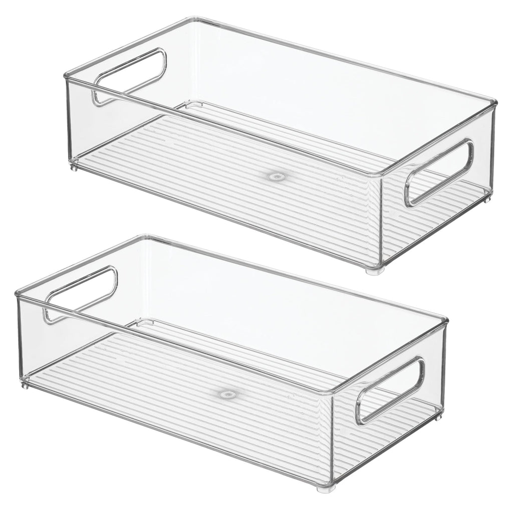 iDesign Stackable Fridge Bin - Storage Bin for Freezer or Pantry, Set of 2, Clear, Made in USA