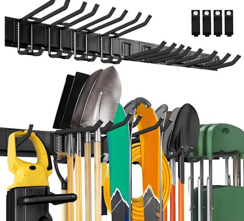 Heavy Duty Garage Tool Organizer by [Brand Name] - 64'' Wall Mount with 18 PCS Adjustable Hooks for Garden Tools