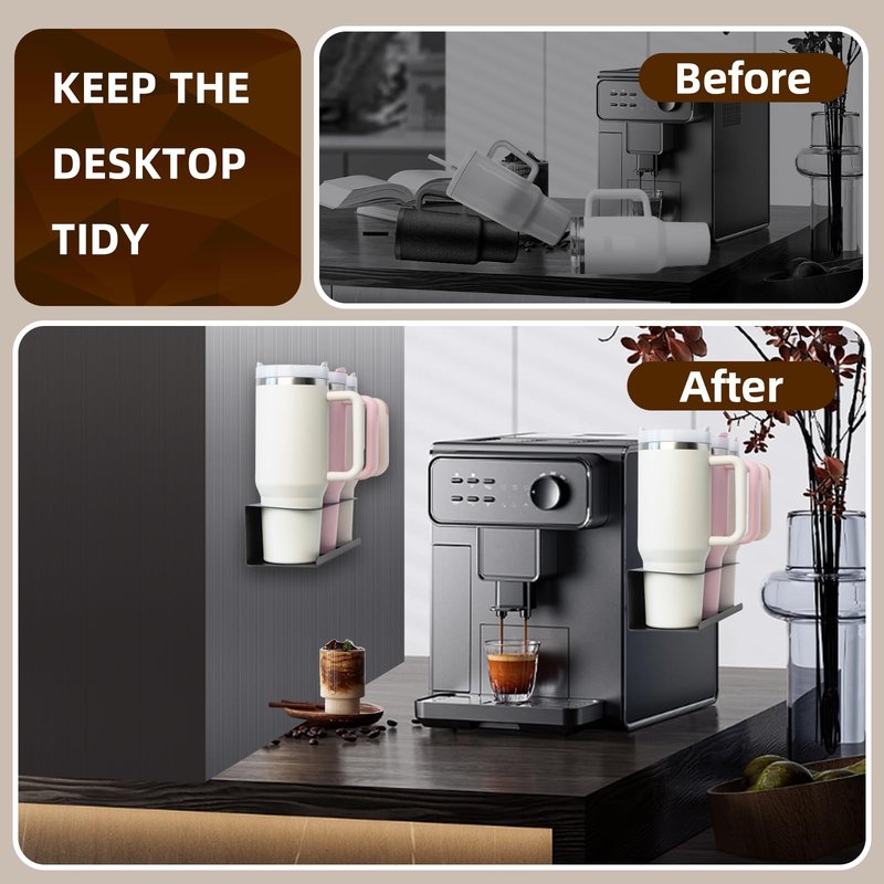 ARTISAN OF VICTORY 2 Pack Magnetic Cup Holder for Stanley 30/40 oz - Heavy Duty Metal Kitchen Organizer with Self-Adhesive Tape for Stanley Accessories, Space-Saving Kitchen Storage for Home& Office