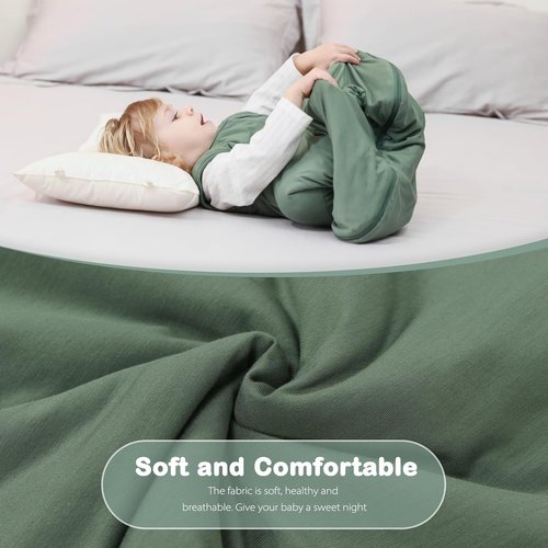 Mosebears Baby Sleep Sack - Super Soft 1.0 TOG Bamboo Wearable Blanket | Dark Green, 6-18 Months