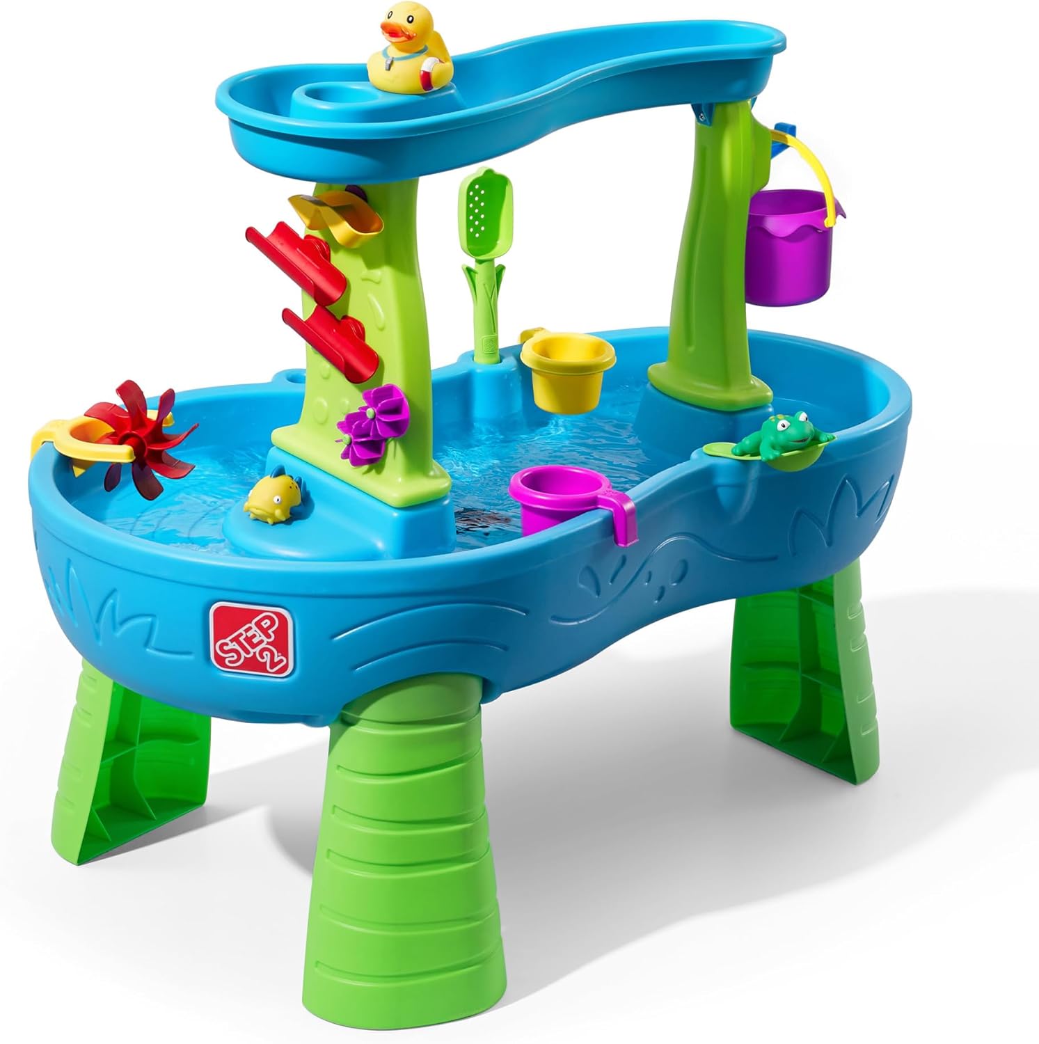 Step2 Rain Showers Water Table - Engaging Sensory Playset for Kids 1.5+ Years - Blue & Green, 13 Accessories