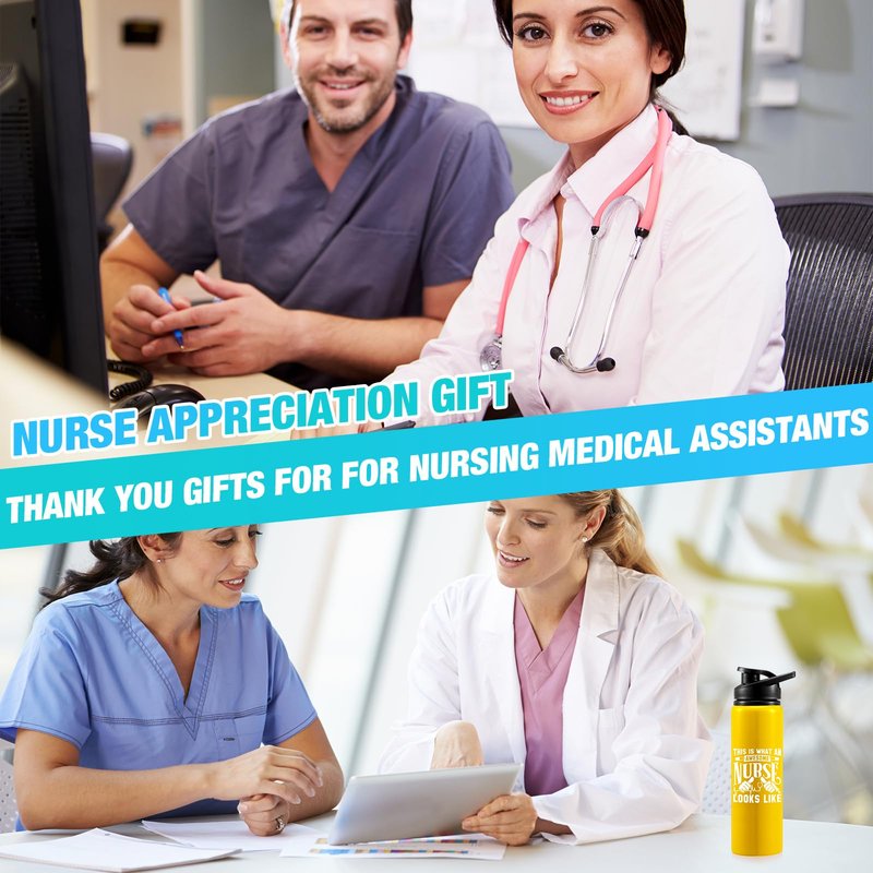 Uiifan 16 Pcs Nurse Appreciation Gift Nurse Tumblers Bulk Aluminum Water Bottle CNA Week Gifts Cups Medical Assistant Appreciation School Practitioner Thank You Gifts for Women Team