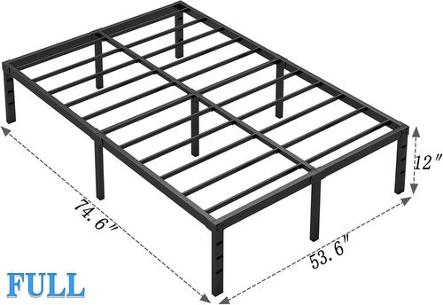 Jetonix Metal Bed Frame - Full Size Sturdy Mattress Foundation with Storage - Easy Assembly, Black, 12 Inch