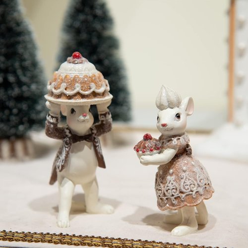 Braxio Christmas Gingerbread Mouse Figurine Set - Festive Tabletop Decor | Collectible Holiday Ornaments