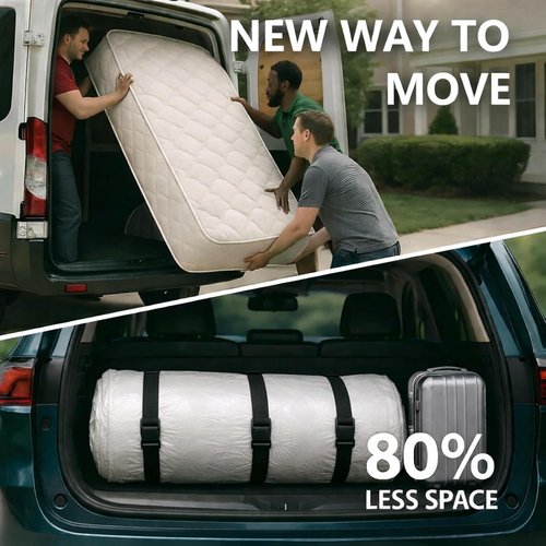Memory Foam Mattress Vacuum Bag - Heavy Duty Compression Storage Bag with Straps | Twin/Twin-XL