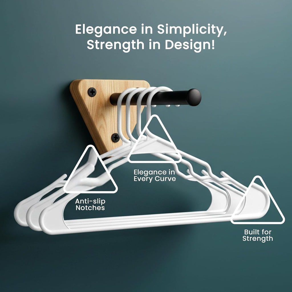 Utopia Home Plastic Hangers 100 Pack - Durable Space-Saving Clothes Hangers - White Closet Organizers