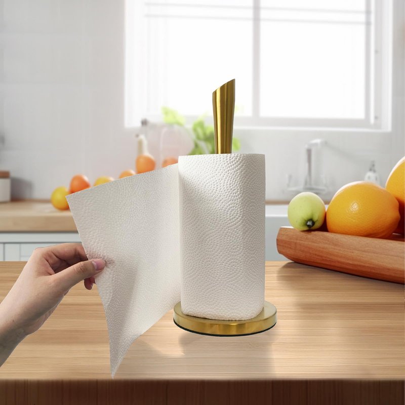 Stainless Steel Paper Towel Holder for Countertop, Kitchen and Bathroom (Gold)