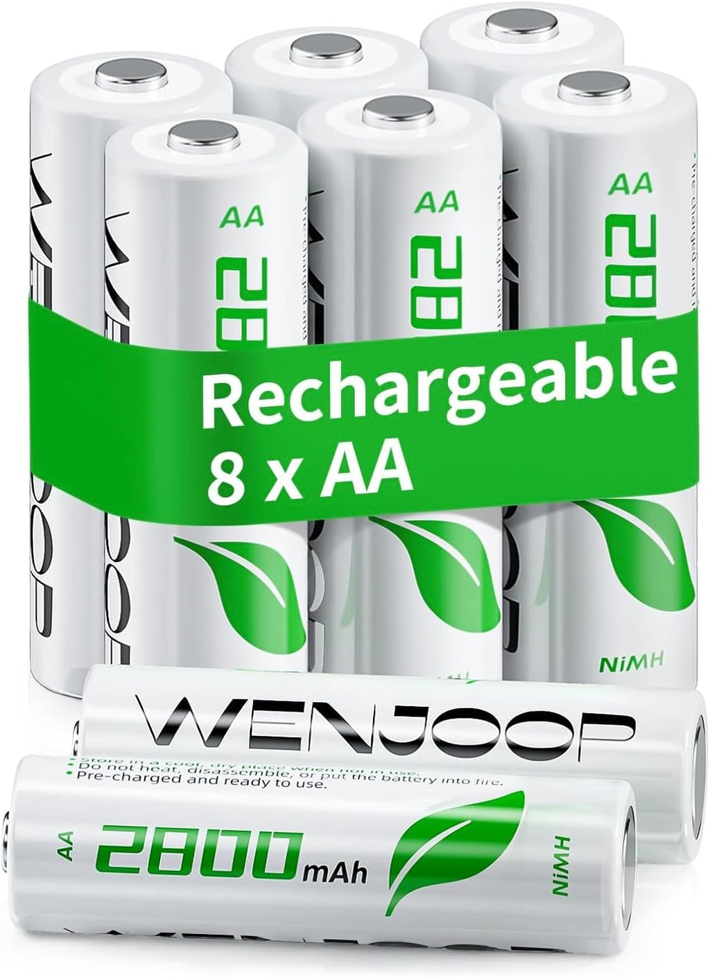 Rechargeable AA Batteries by [Brand Name] - 2800mAh High-Capacity NiMH, Long-Lasting & Pre-Charged - 8-Pack