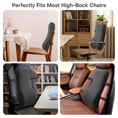 24'' Tall Back Support Pillow Fully Support Entire Back and Shoulder for Pain Relief and Comfort, Memory Foam Back Cushion for Back Rest, Ideal for Executive Office Chair, Computer & Gaming Chair