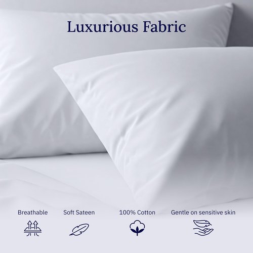 California Design Den Premium Pillow Covers Queen Size Set of 2-600 Thread Count Sateen, Natural 100% Cotton Standard/Queen Pillowcases, Crisp, Durable Bedding - Light Silver