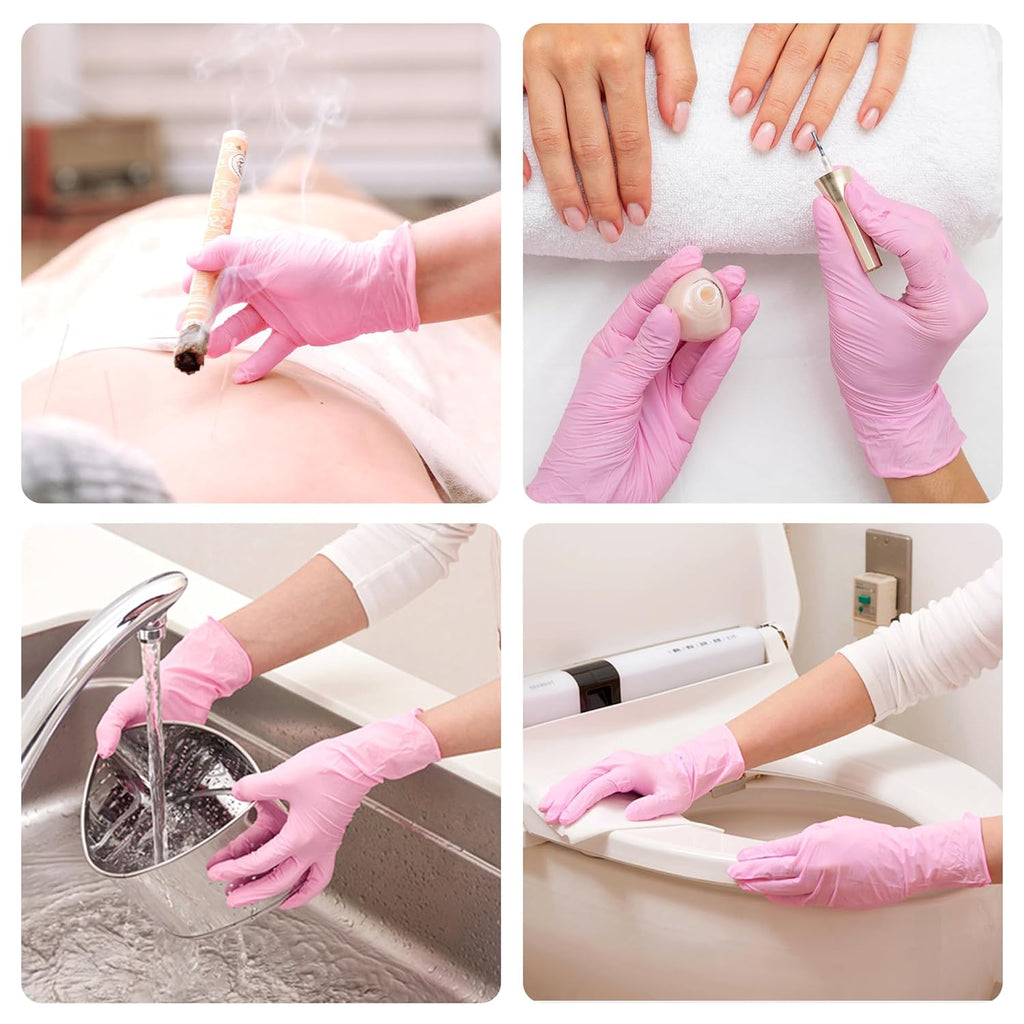 SwiftGrip Disposable Exam Gloves - Pink, X-Small, 50-Count | Powder-Free, Latex-Free, Medical Grade for Cleaning & Estheticians