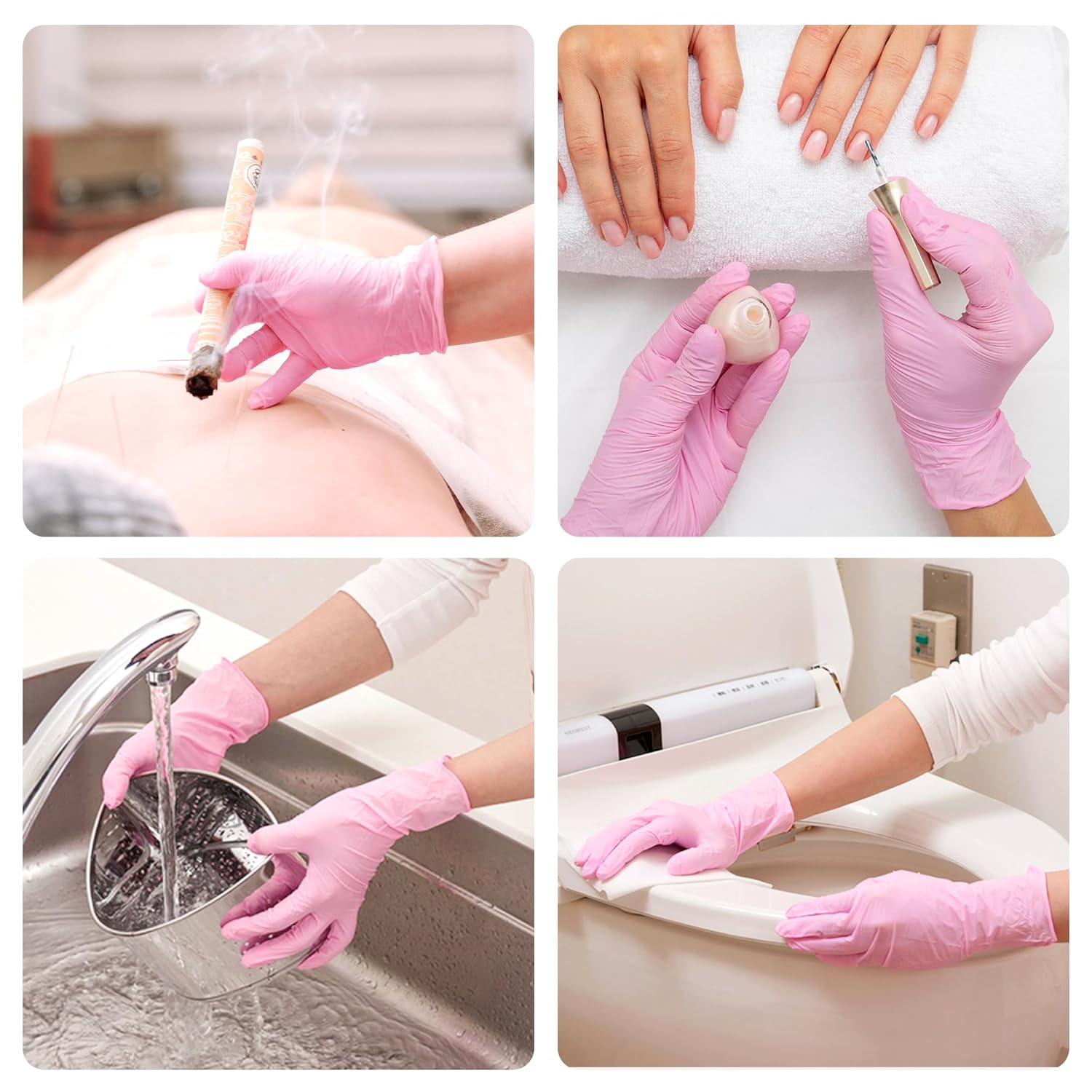SwiftGrip Disposable Exam Gloves - Pink, X-Small, 50-Count | Powder-Free, Latex-Free, Medical Grade for Cleaning & Estheticians