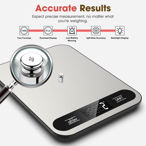 Mik-Nana Digital Kitchen Scale - 22lb Capacity, Tare Function & LCD Display | Stainless Steel for Baking & Cooking