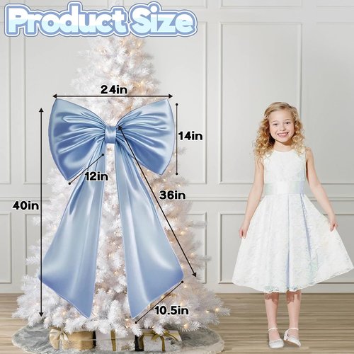 Big Blue Bow | Large Baby Blue Room Decor - 40x24 in Coquette Decorations for Weddings & Parties