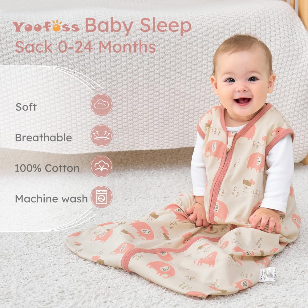 Yoofoss Baby Sleep Sack | 100% Organic Cotton Wearable Blanket for 12-18 Months | 3-Pack, Lightweight & Comfy