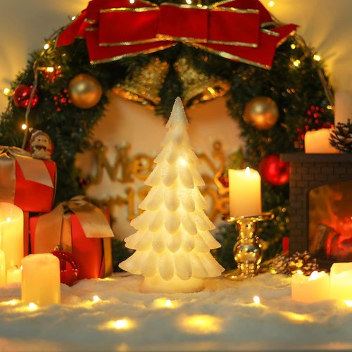 Bdor White Christmas Tree - 11-Inch Tabletop Decoration with Lights & Snowflakes | Exquisite Resin Ornaments