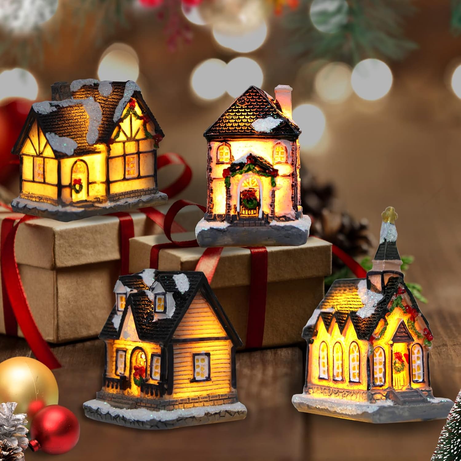 Regine Switzerland Christmas Village House Decor - LED Lantern Collectible Resin Figurine
