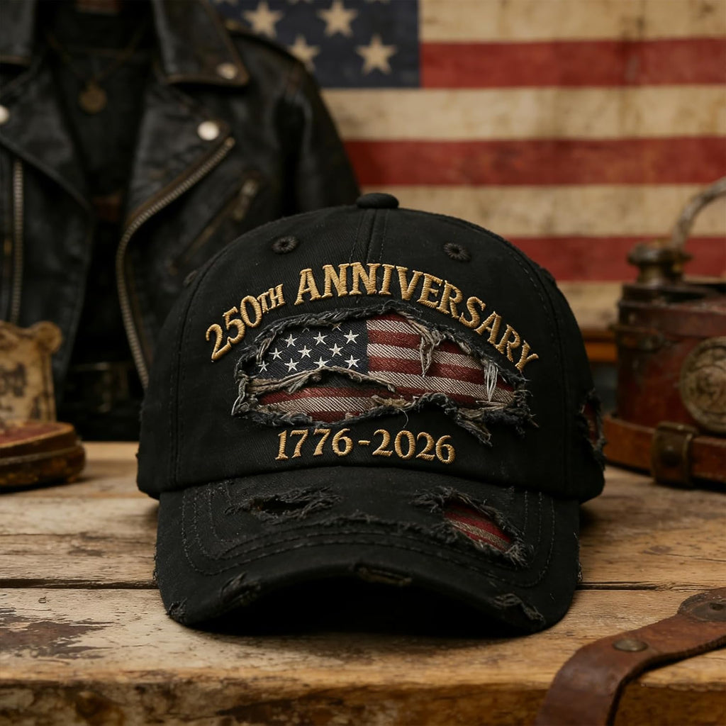 250 Anniversary USA Hat - Ripped Denim Baseball Cap for Men & Women | Celebrate 250 Years