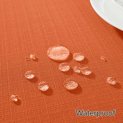Tablecloth Rectangle Waterproof Wrinkle Free Textured Fabric Table Cloth, Faux Linen Table Cover for Fall, Thanksgiving, Autumn Harvest, Holiday (52 x 70 Inch Rectangular, Rust/Burnt Orange)