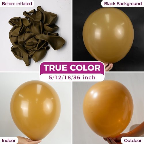 Bezente 36-Inch Brown Giant Balloons - 8 Pack Jumbo Coffee Brown Latex for Parties & Events