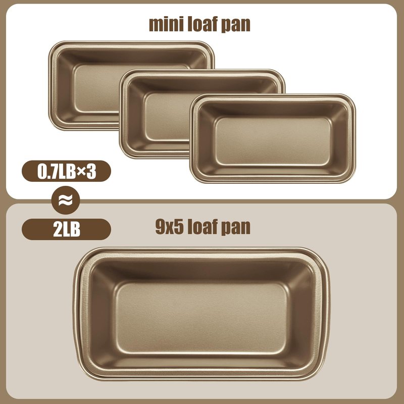 Uiifan 12 Pcs Mini Loaf Pan for Baking Bread Non Stick Small Banana Bread Tins Mini Loaf Pans for Nonstick Tiny Meatloaf Pan Carbon Steel for Oven and Baking (6 * 3.3 * 2inch,Gold)