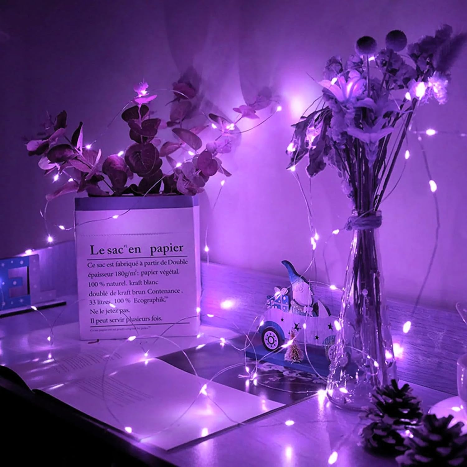 Purple Fairy Lights by [Brand Name] - 24 Pack 7Ft 20 LED Twinkle String Lights | Battery Operated & Waterproof for Weddings, Parties, and Decor