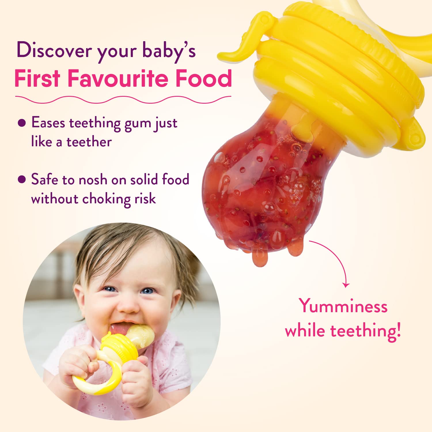 NatureBond Baby Food Feeder - 2 Pack Fruit Nibbler Pacifiers for Teething Infants | Includes Extra Silicone Sacs