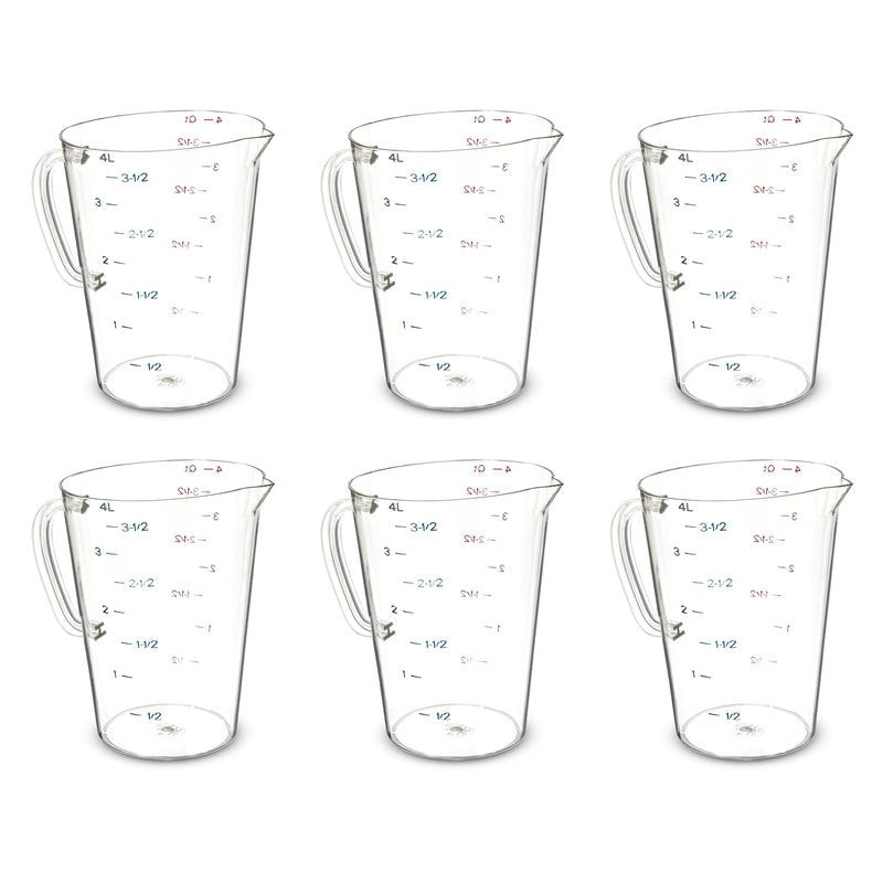 Carlisle FoodService Products 4314507 Commercial Plastic Measuring Cup, 1 Gallon, Clear (Pack of 6)