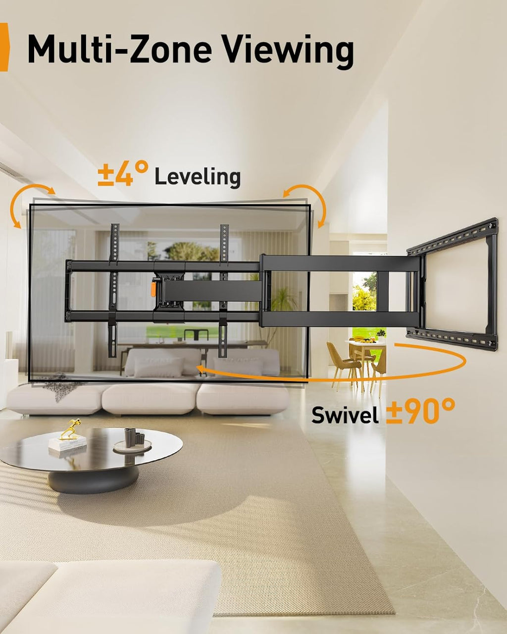 Perlegear Long Arm Full Motion TV Wall Mount - Fits 42–97 Inch TVs Up to 150 lbs | Full Swivel, Tilt & Extension