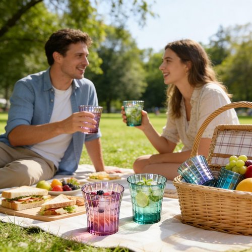 AVLA 12 Pack Plastic Water Tumblers, 10 OZ Unbreakable Acrylic Drinking Glasses, Transparent Reusable Juice Wine Cup, BPA-free Small Stackable Kids Drinkware for Home, Picnic, Party, Dishwasher Safe