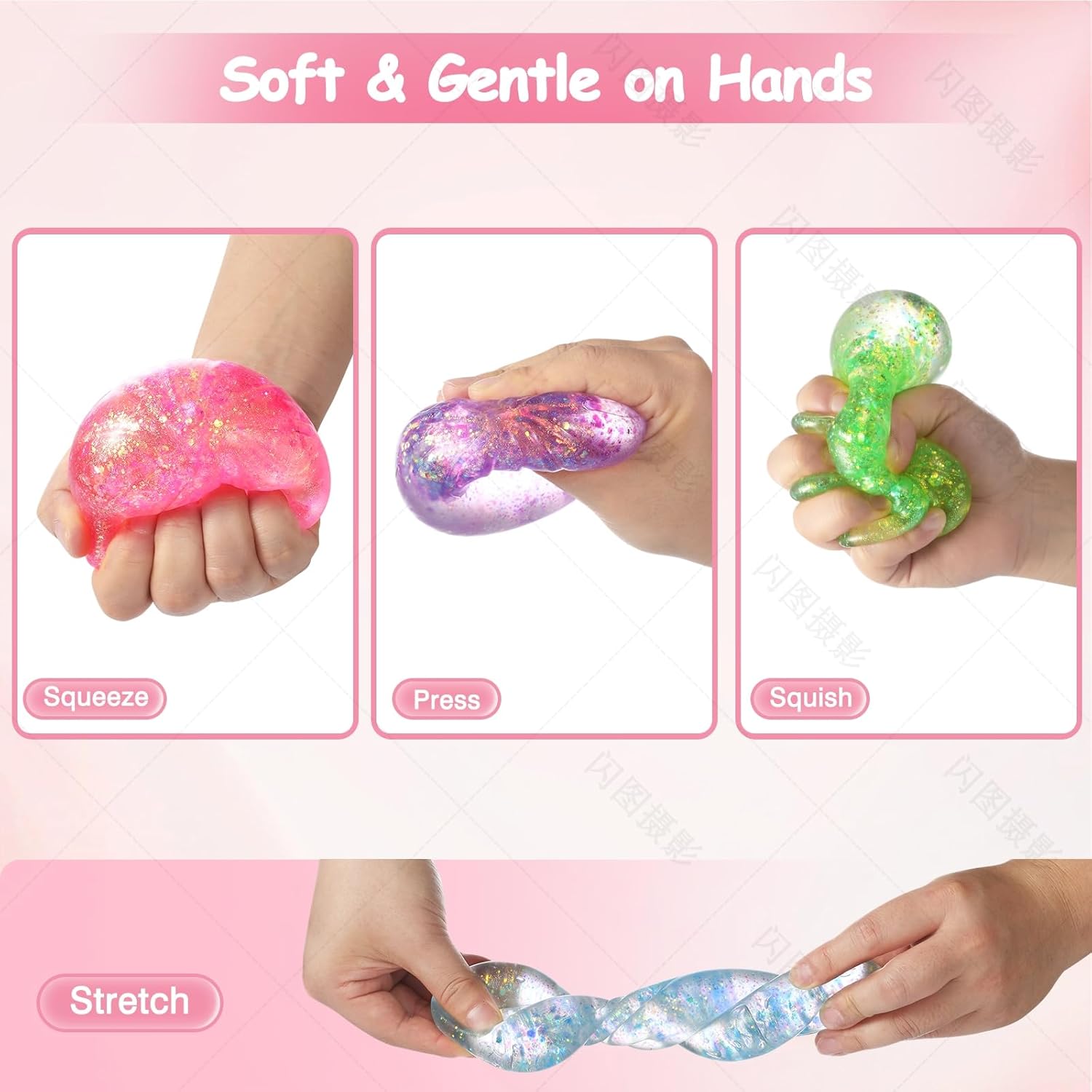 Sugar Dumpling Squishy | Glitter Bao Bun Stress Relief Fidget Toy - Mystery Box (Pink)