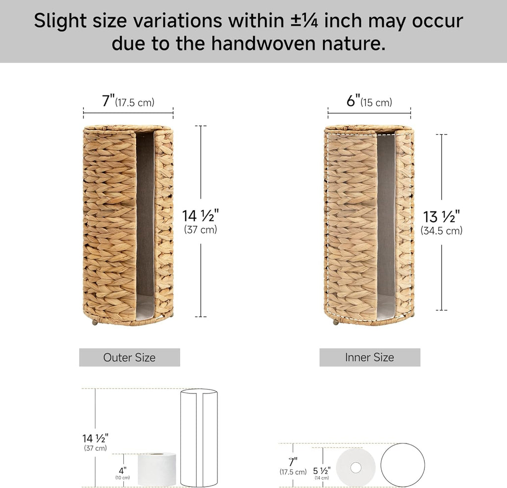 StorageWorks Toilet Paper Holder Stand - Free Standing Design with Built-in Cloth Lining | Holds 3 Rolls
