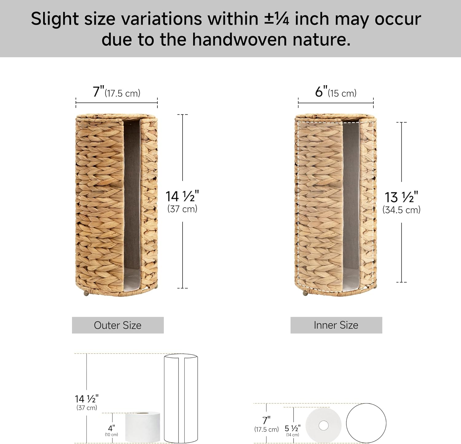 StorageWorks Toilet Paper Holder Stand - Free Standing Design with Built-in Cloth Lining | Holds 3 Rolls
