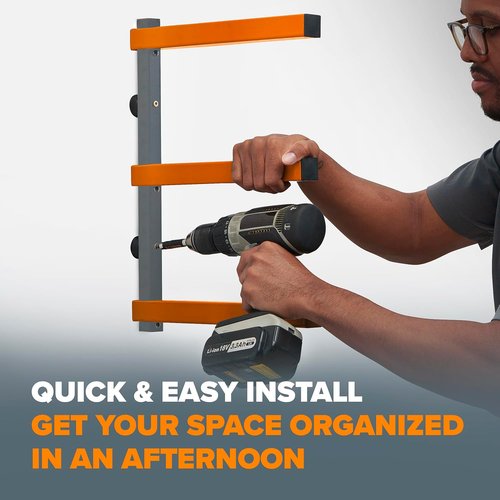 Bora Lumber Storage Rack - 3-Level Wall Mount Wood Organizer | 2-Pack for Garage Organization