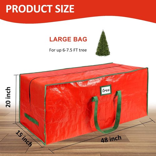 FUCDTEFC Christmas Tree Storage Bag - Heavy Duty 7.5 Ft Waterproof Container with Reinforced Handles & Dual Zippers (Red)