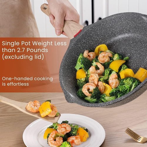 Starunder Induction Nonstick Skillet Frying Pan,Swiss medical stone Omelette Pan, Scratch-Resistant Safe Cookware Set，PFOA Free (9.5 inch)