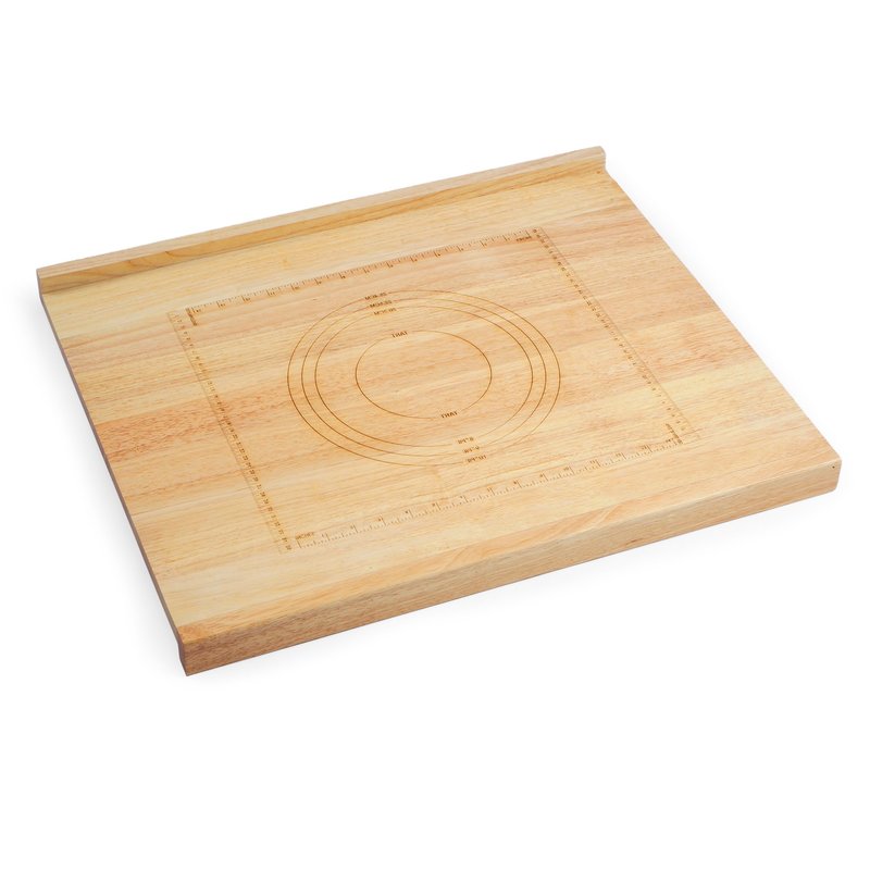 Qriocioa Reversible Wooden Pastry Board 24’’ x 20’’ Kneading Board for Rolling Dough Bread Cutting Board with Lip Pastry Baking Board with Engraved Ruler & Pie Board Template for Counter Top Kitchen