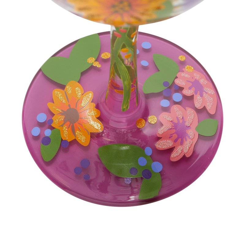 Enesco 6006284 Designs by Lolita Garden' Hand-Painted Artisan Wine Glass, 15 Ounce, Multicolor