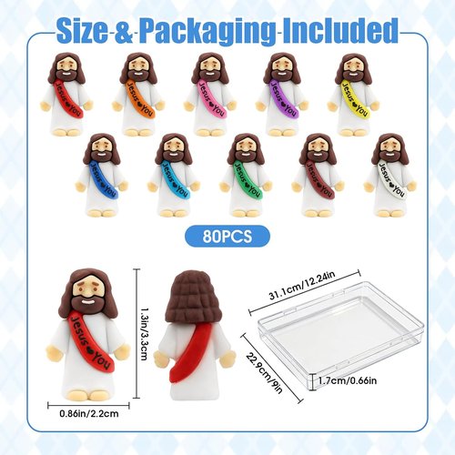 Little Jesus Figurines - 80Pcs Pocket Jesus Figures for Church Events & Baptism Gifts