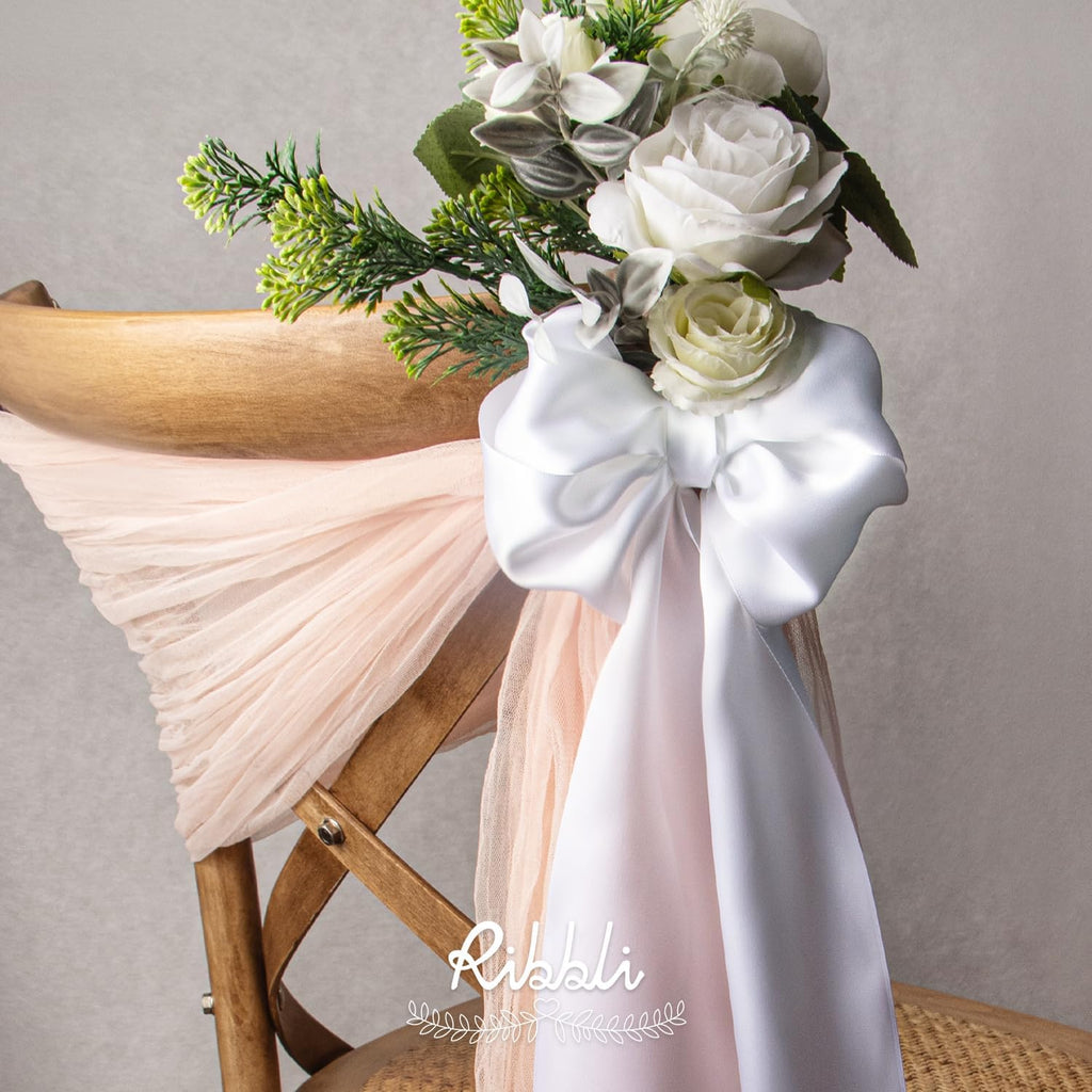 Ribbli White Satin Ribbon - 4 Inch Wide Double-Faced Satin for Weddings, Gifts & Crafts | 10 Yards