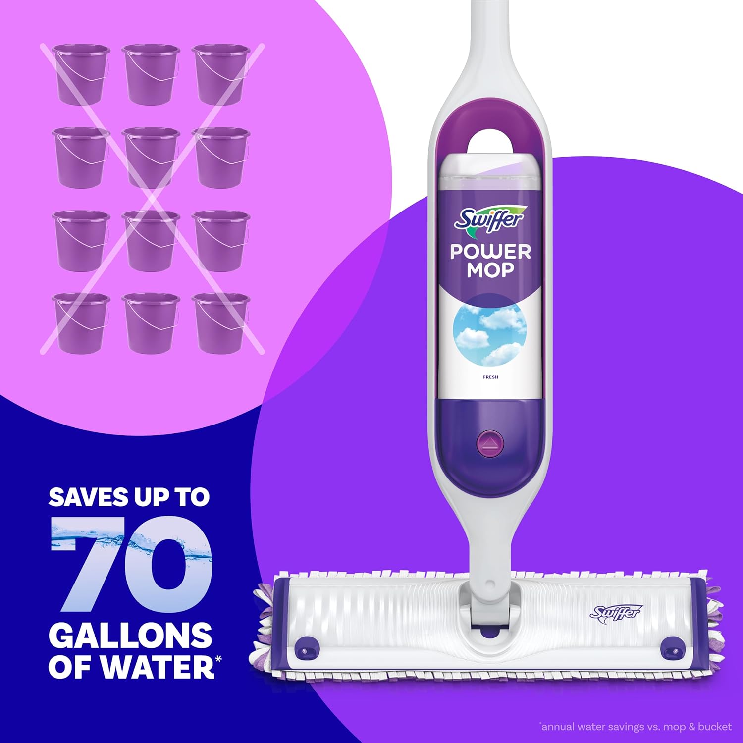 Swiffer PowerMop Floor Cleaning Solution - Fresh Scent Refills | 25.3 fl oz, 2 Pack