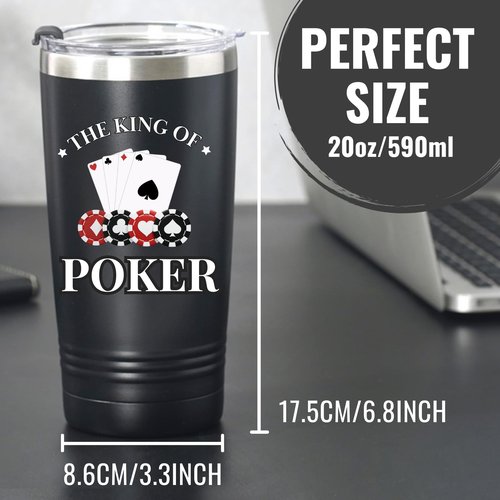 Onebttl Poker Gifts for Men, Unique Poker Player Gifts - The King of Poker - 20oz Tumbler Gifts for Poker Lovers, Birthday Gifts, Christmas Gifts, Gift Box and Card Included