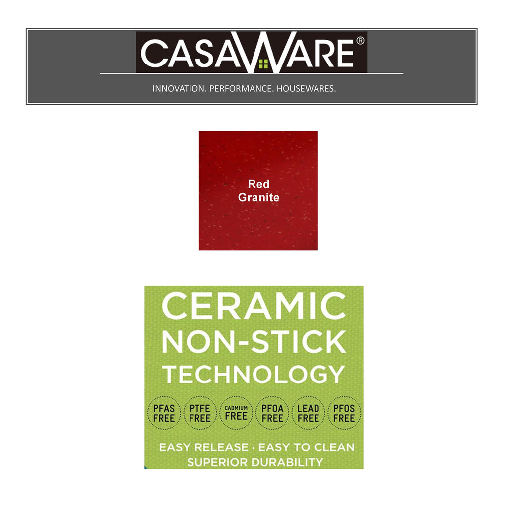 casaWare Ceramic Coated NonStick 11-Inch (10-Cup) Heart Pan Red Granite